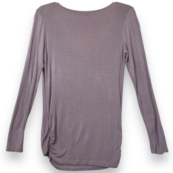 Green Envelope Mauve Pink Long Sleeve Surplice Wrap Scoop Neck Top size Small - Picture 2 of 4